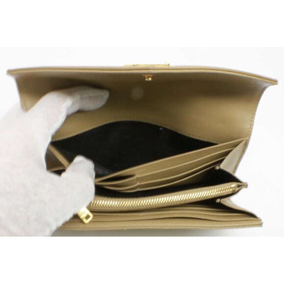 Saint Laurent Monogram Flap Wallet Beige Matelasse Chevron Beige Leather YSL - Picture 8 of 10